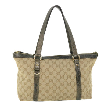 GUCCI GG Canvas Tote Bag Beige 141470 Auth 54456