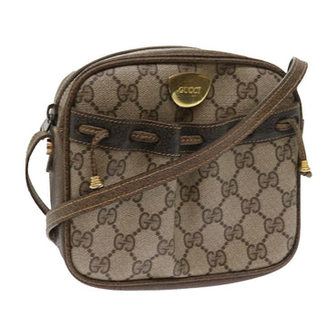 GUCCI GG Supreme Shoulder Bag PVC Leather Beige Auth 54691