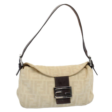 FENDI Zucca Canvas Mamma bucket Shoulder Bag Beige Auth 54706