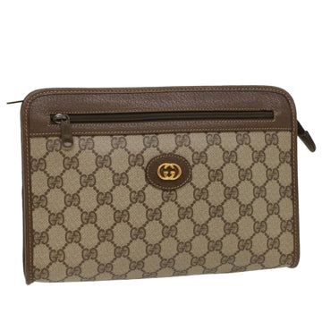 GUCCI GG Canvas Clutch Bag PVC Leather Beige 014 115 Auth 54802