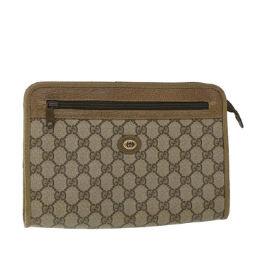 GUCCI GG Canvas Clutch Bag PVC Leather Beige Auth 54833