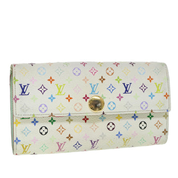 LOUIS VUITTON Multicolor Portefeuille Sarah Long Wallet White M93532 Auth 55113