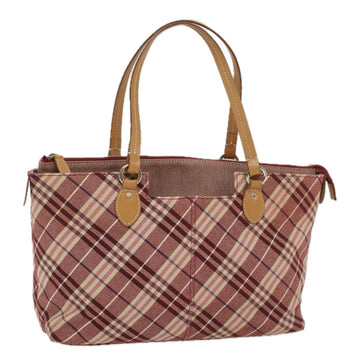 BURBERRY Nova Check Blue Label Tote Bag Canvas Red Auth 55398