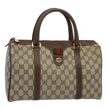 GUCCI GG Supreme Web Sherry Line Hand Bag Beige Red Green 40 02 007 Auth 55408