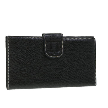 CELINE Long Wallet Leather Black Auth 55628