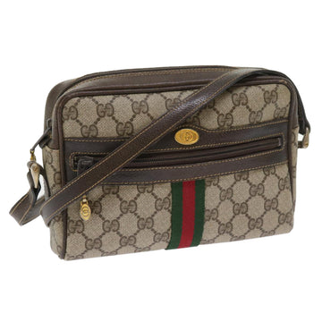 GUCCI GG Canvas Web Sherry Line Shoulder Bag PVC Leather Beige Red Auth 55902