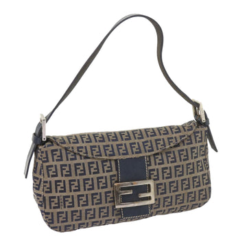 FENDI Zucchino Canvas Mamma Baguette Shoulder Bag Navy Auth 56197