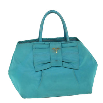 PRADA Hand Bag Nylon Turquoise Blue Auth 56277