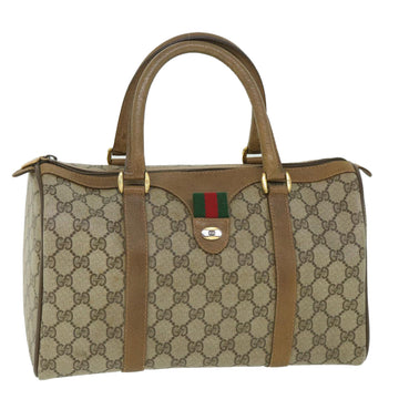 GUCCI GG Supreme Web Sherry Line Hand Bag Beige Red Green 69 02 007 Auth 56313