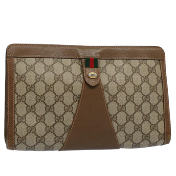 GUCCI GG Supreme Web Sherry Line Clutch Bag Beige Red Green 89 01 033 Auth 56366