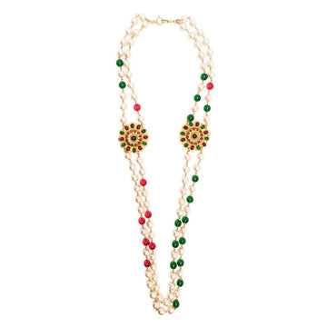 Gripoix Pearl Beaded Floral Necklace