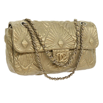 CHANEL Chain Shoulder Bag Leather Gold CC Auth 57074A