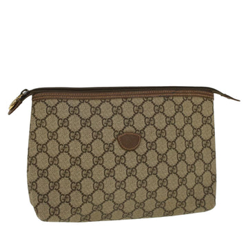 GUCCI GG Supreme Clutch Bag PVC Leather Beige 014 115 6088 4023 Auth 57228