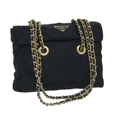 PRADA Quilted Chain Shoulder Bag Nylon Navy Auth 57276