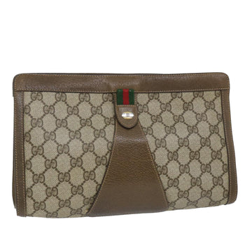 GUCCI GG Supreme Web Sherry Line Clutch Bag Beige Red Green 89 01 033 Auth 57286