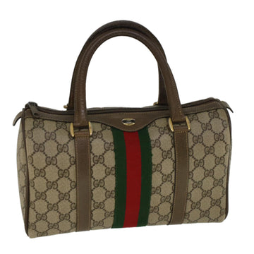 GUCCI GG Supreme Web Sherry Line Boston Bag Beige Red Green 69 02 006 Auth 57323