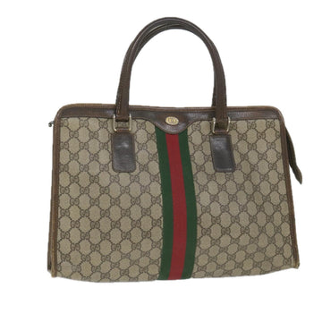 GUCCI GG Canvas Web Sherry Line Hand Bag PVC Leather Beige Green Red Auth 57333