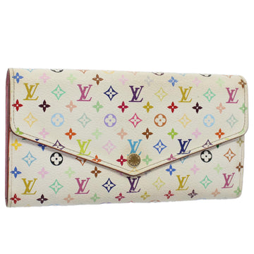 LOUIS VUITTON Multicolor Portefeuille Sarah Long Wallet White M93532 Auth 57565