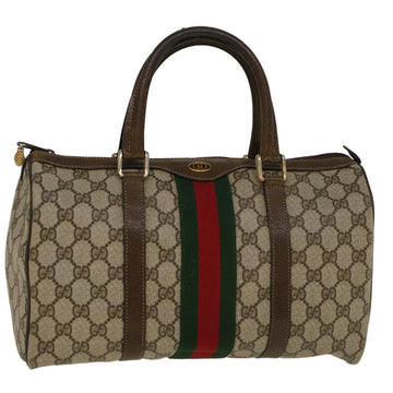 GUCCI GG Supreme Web Sherry Line Hand Bag Beige Red 012 3842 33 39 Auth 57733