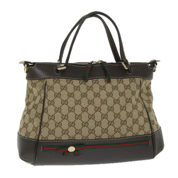 GUCCI GG Canvas Web Sherry Line Hand Bag Beige Red Green 269894 Auth 58043