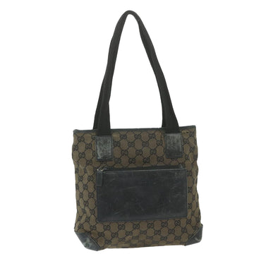 GUCCI GG Canvas Tote Bag Black Brown 019 0402 3754 Auth 59460