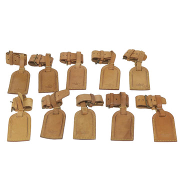 LOUIS VUITTON Powanie Name Tag Leather 10set Beige LV Auth 59569