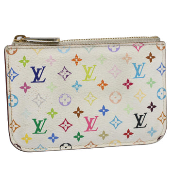 LOUIS VUITTON Multicolor Pochette Cles NM Coin Purse White M93734 LV Auth 59936