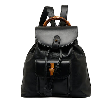 GUCCI Bamboo Drawstring Leather Backpack