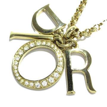 DIOR Crystal Logo Charm Pendant Necklace Costume Necklace