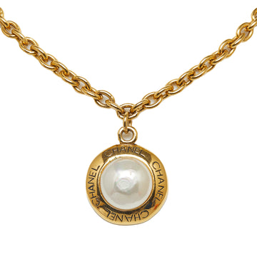 CHANEL Faux Pearl Pendant Necklace Costume Necklace