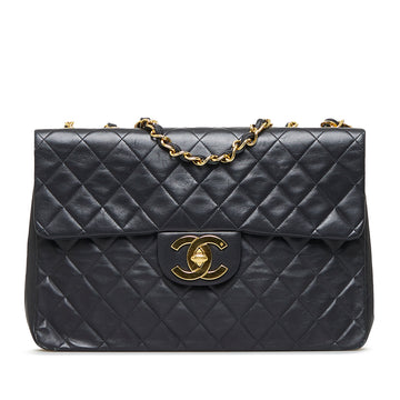 CHANEL Maxi Classic Lambskin Double Flap Shoulder Bag