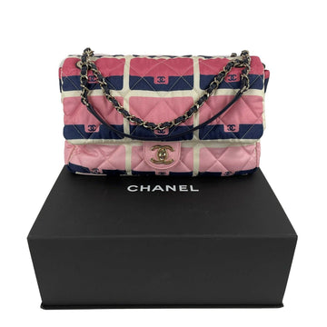 CHANEL 2021 Jumbo Print Graphic Pink Black Quilted Flap Shoulder Bag