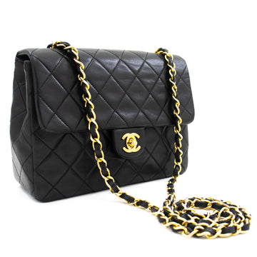 CHANEL Mini Square Small Chain Shoulder Bag Crossbody Black Quilt