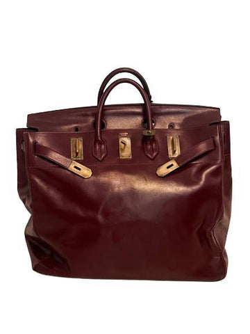 Hermes 70's Haut à courroies 50 in Burgundy Box Leather