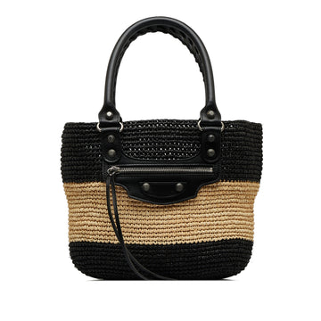 BALENCIAGA Motocross Classic Raffia Panier Handbag