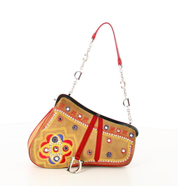 Saddle Dior Mini Handbag In Multicolour Suede