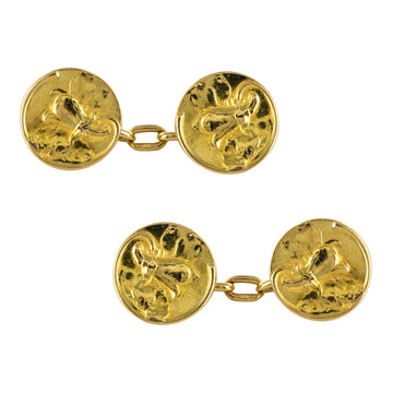 French 1900s Art Nouveau Lily Flowers 18 Karat Yellow Gold Cufflinks