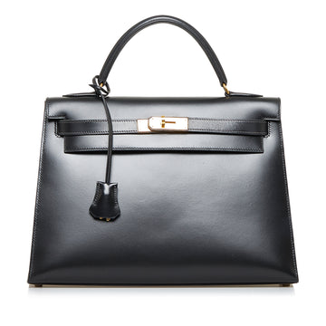 HERMES Box Calf Kelly 32 Satchel