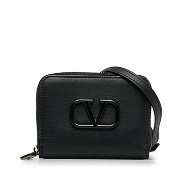 VALENTINO Leather VLogo Wallet On Strap Crossbody Bag