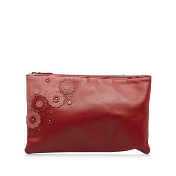 BOTTEGA VENETA Flower Patch Leather Clutch Clutch Bag