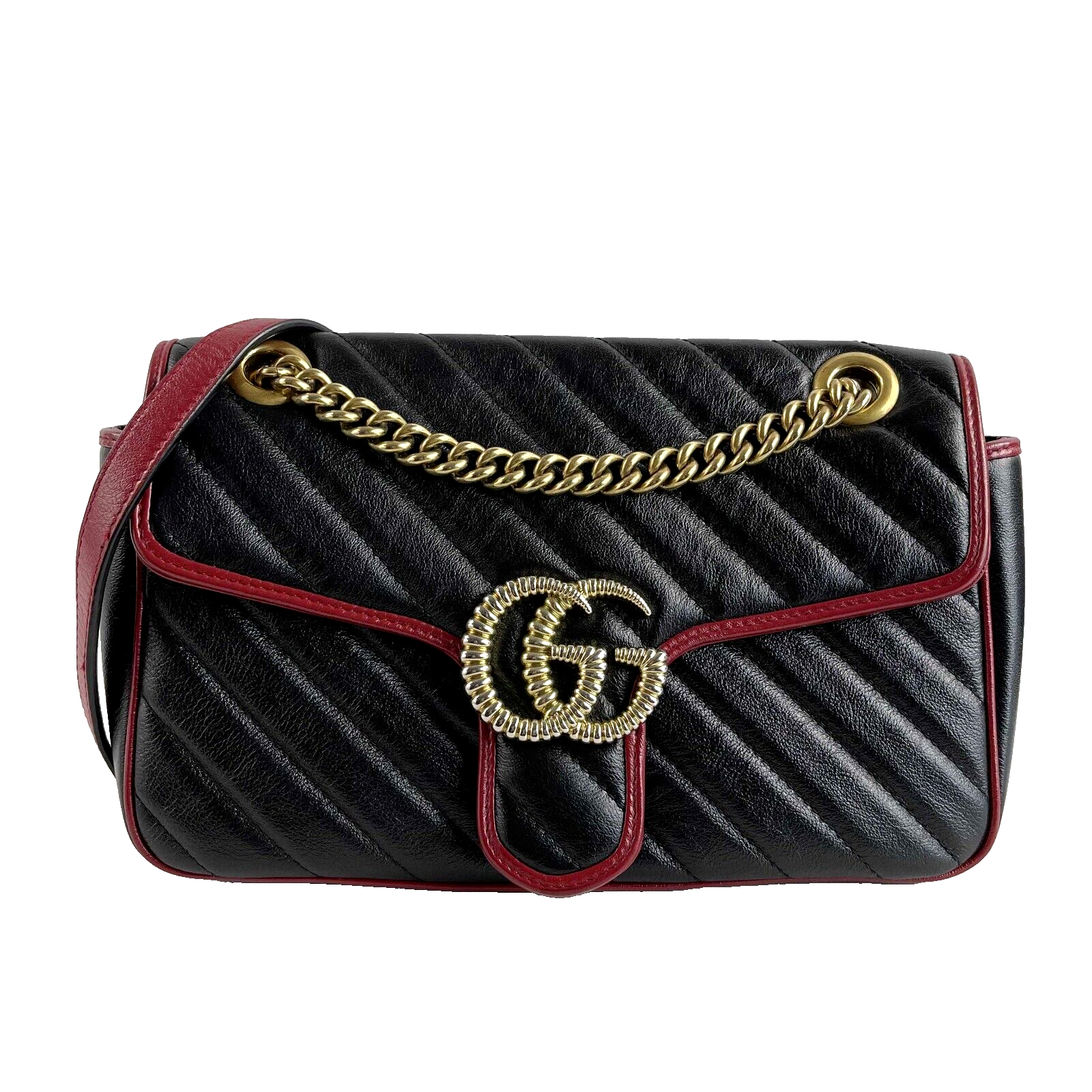 GUCCI GG Marmont Flap Diagonal Quilted Leather Small