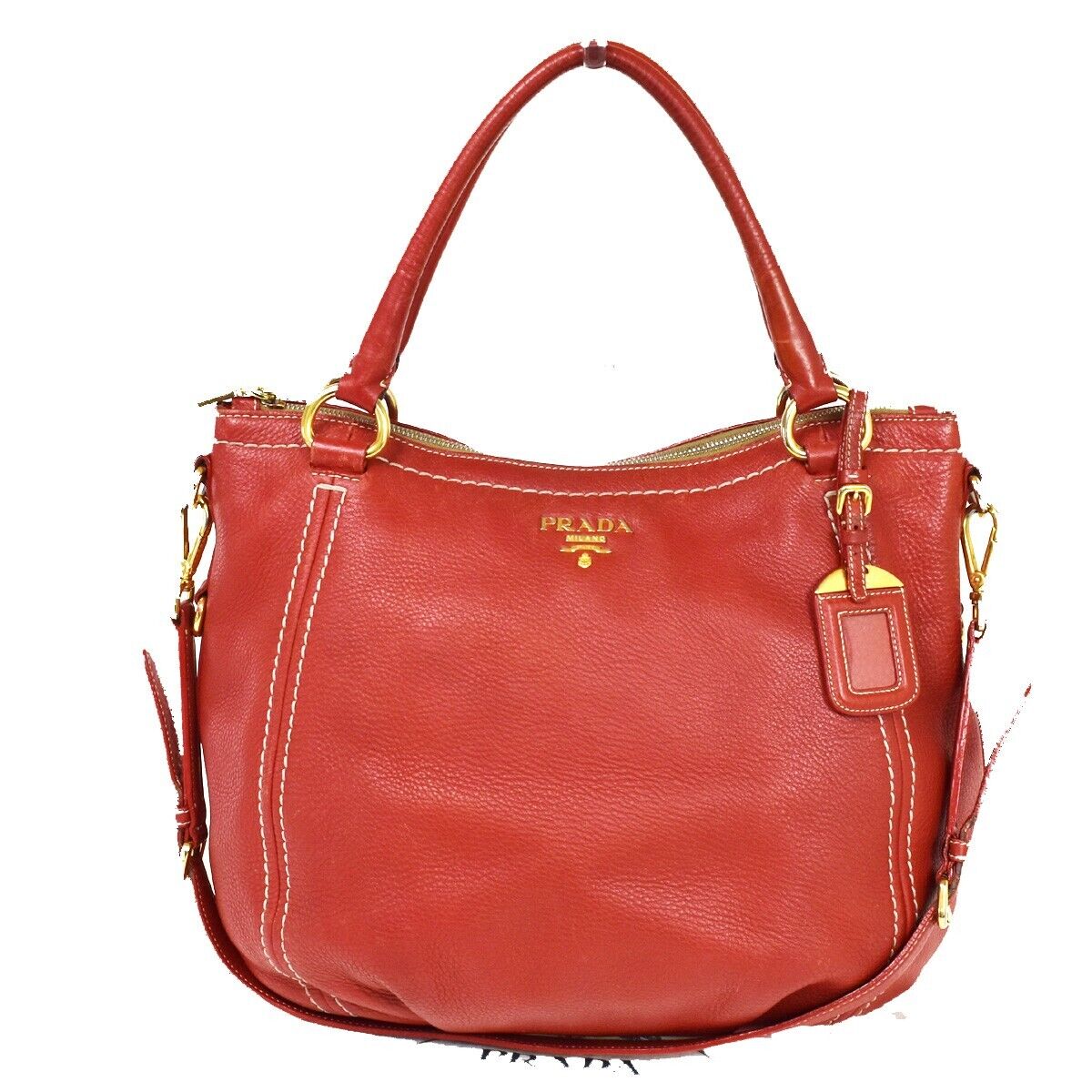 Red prada bucket discount bag