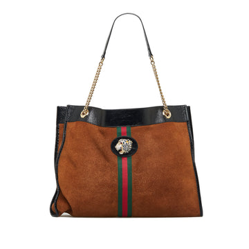 GUCCI Maxi Suede Rajah Tote Tote Bag