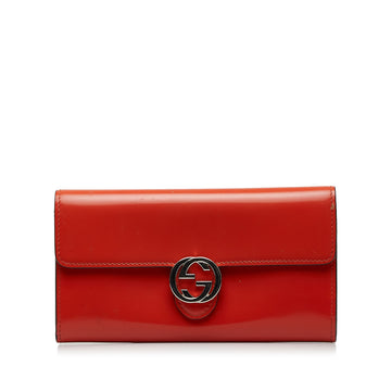GUCCI Interlocking G Chain Leather Long Wallet Long Wallets