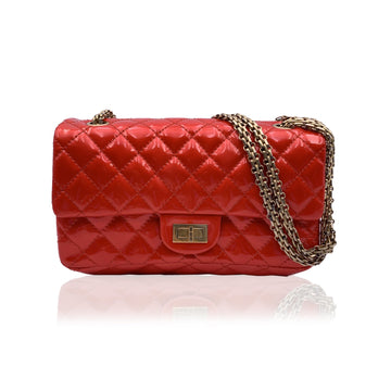 CHANEL Red Quilted Patent Leather 2.55 Reissue Accordion Flap Bag