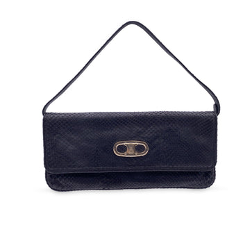 CELINE Vintage Black Leather Convertible Clutch Shoulder Bag