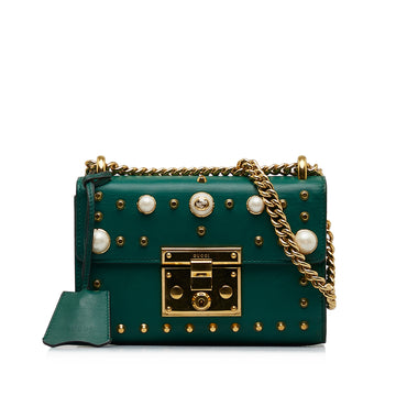 GUCCI Pearl Studded Padlock Crossbody Bag