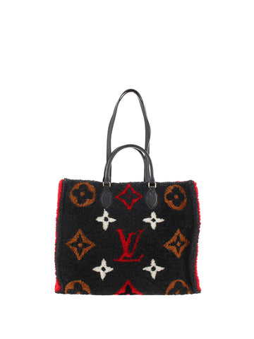 LOUIS VUITTON Monogram Giant Shearling Teddy Onthego GM Tote Bag