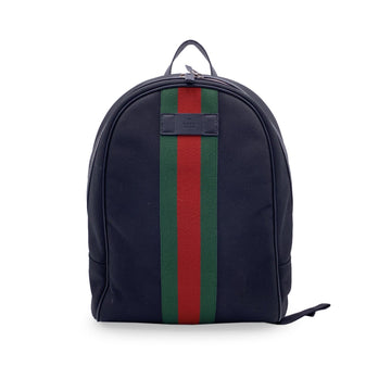 GUCCI Black Techno Canvas Web Stripe Backpack Shoulder Bag