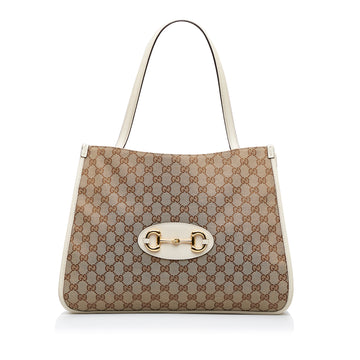 GUCCI GG Canvas Horsebit 1955 Tote Bag